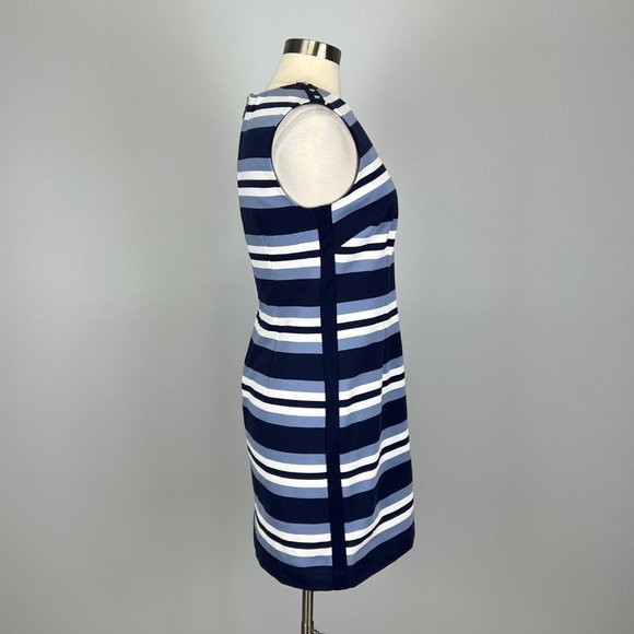 MICHAEL Michael Kors Womens Blue Stripe Sleeveless Sheath Dress Stretchy size 8 - Picture 4 of 12